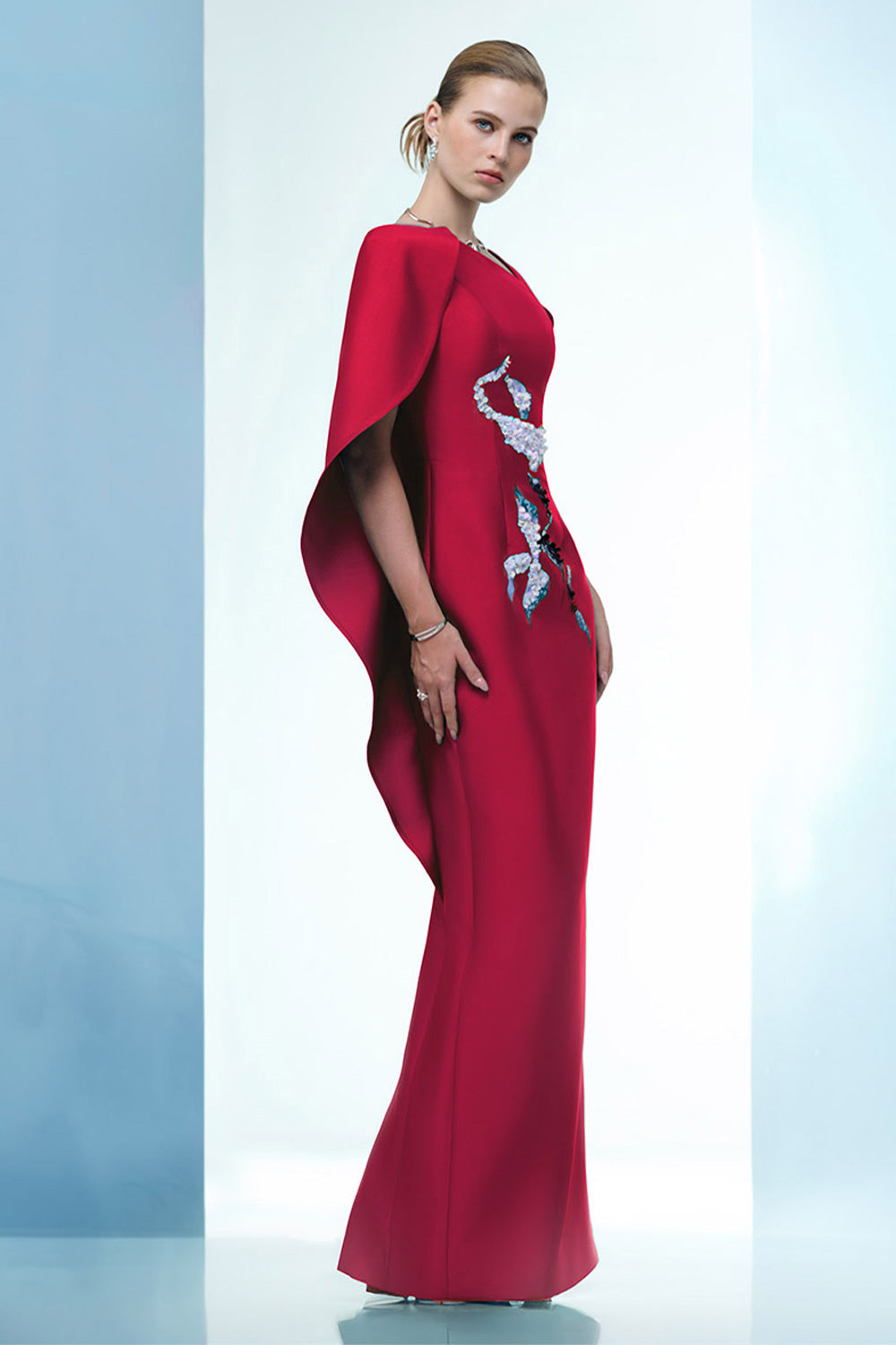 Petal's Secret Dance Sheath Asymmetric Neck Zibeline Floor Length Dress