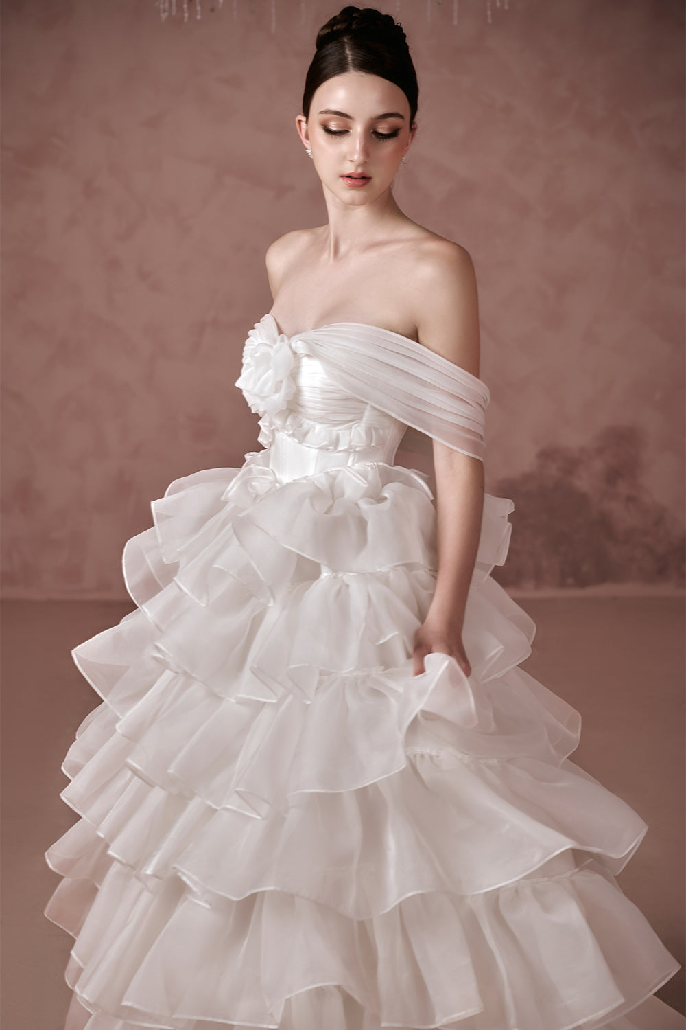 Think Of Me Ball Gown Layered Silk Organza Floor Length Dress