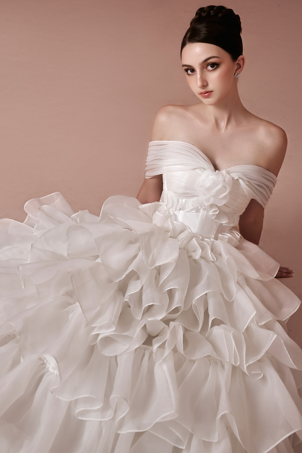 Think Of Me Ball Gown Layered Silk Organza Floor Length Dress