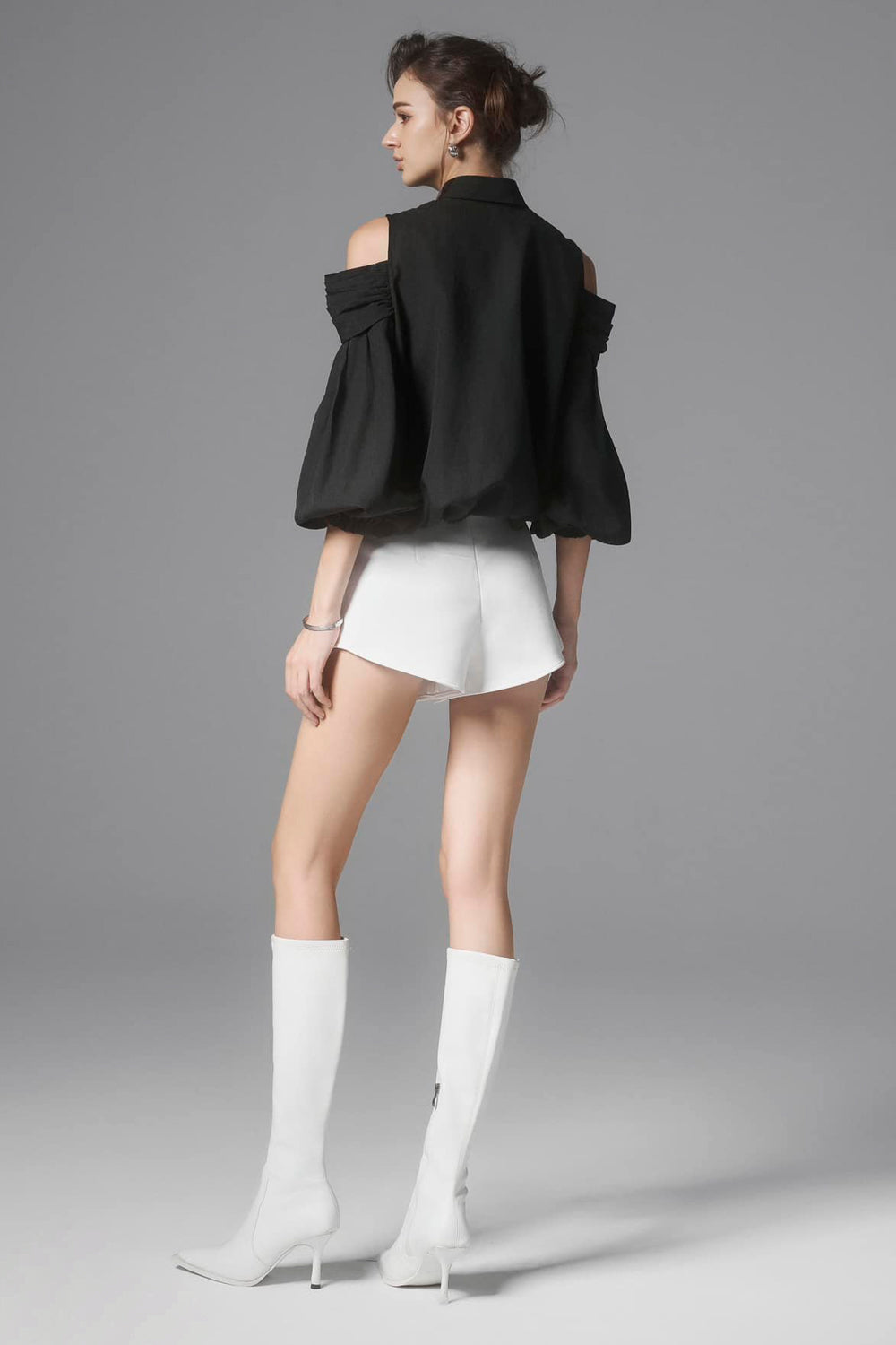 Salina Blouson Cold Shoulder Sleeved Cotton Top