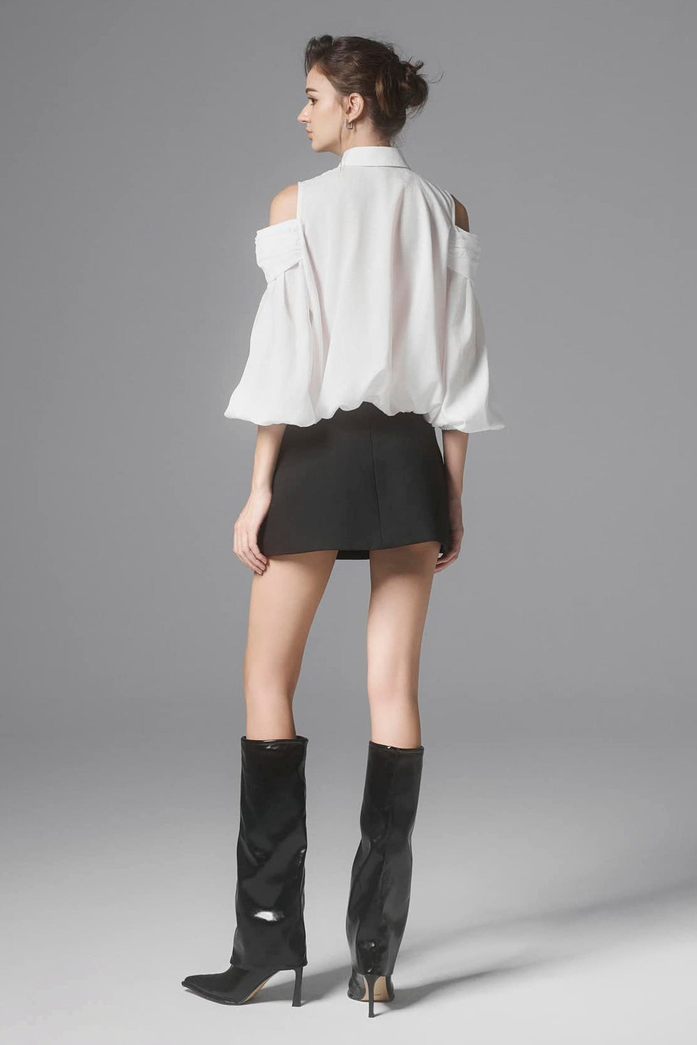 Salina Blouson Cold Shoulder Sleeved Cotton Top