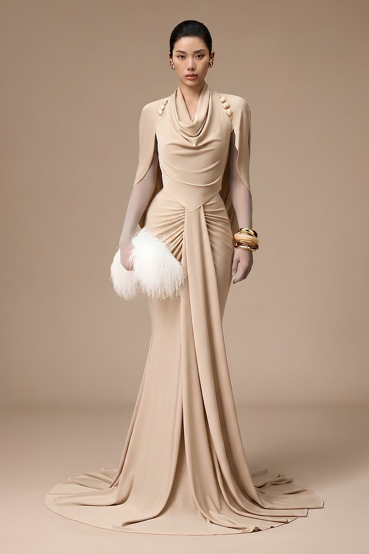 Salmonie Cowl Maxi Dress