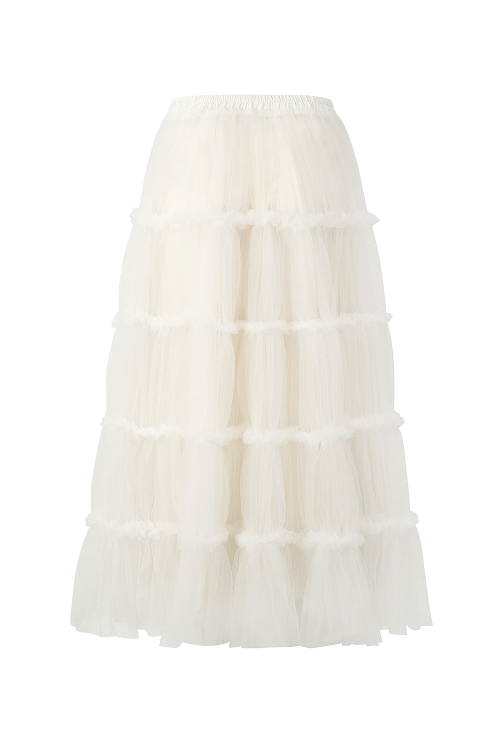 Senorita Tiered See-Through Tulle Maxi Skirt