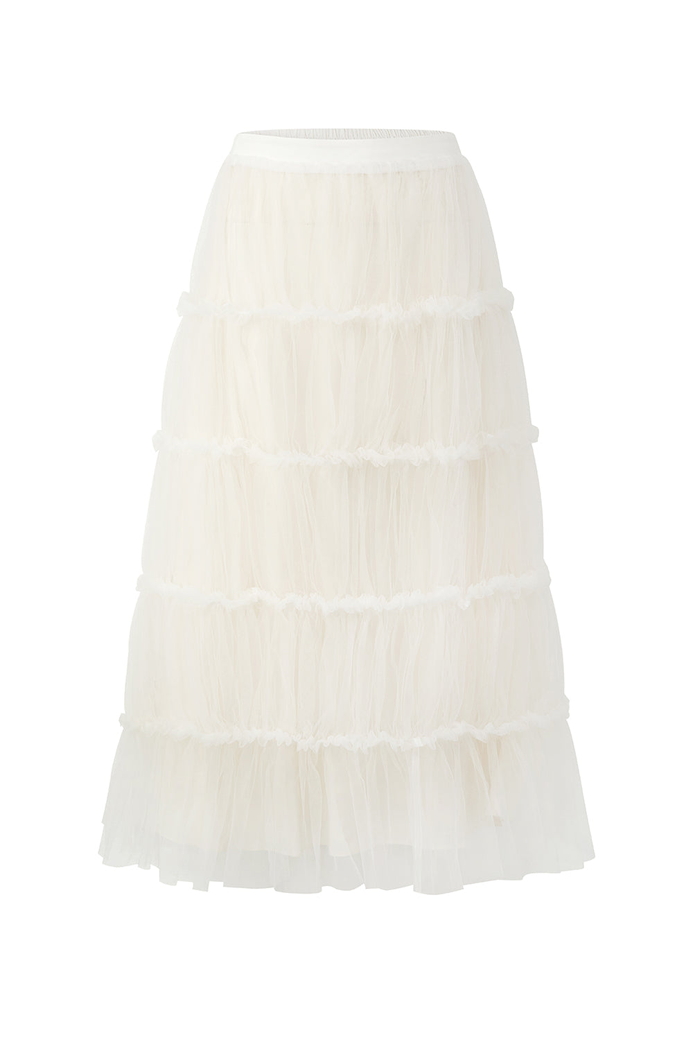 Senorita Tiered See-Through Tulle Maxi Skirt