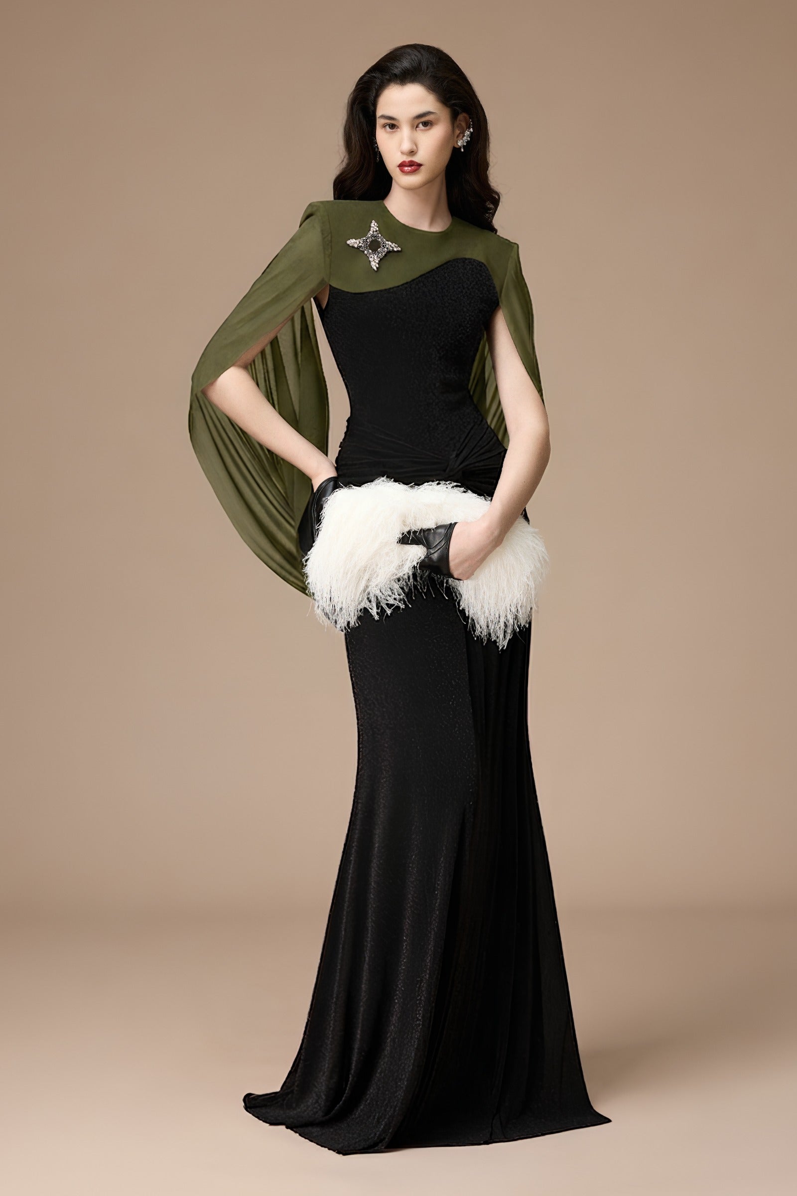 Sitar Cape Sleeve Maxi Dress