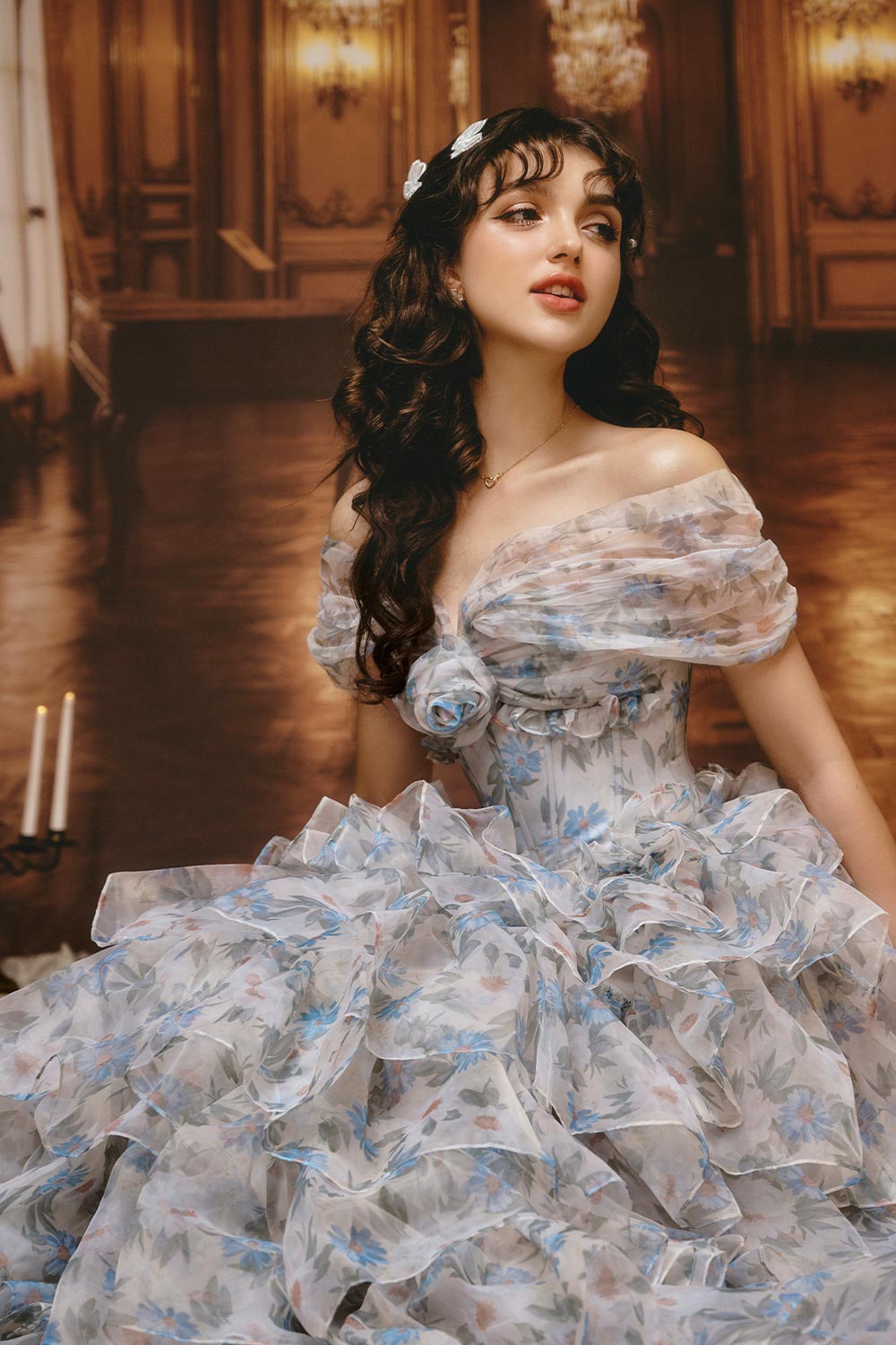 Think Of Me Ball Gown Layered Silk Organza Floor Length Dress