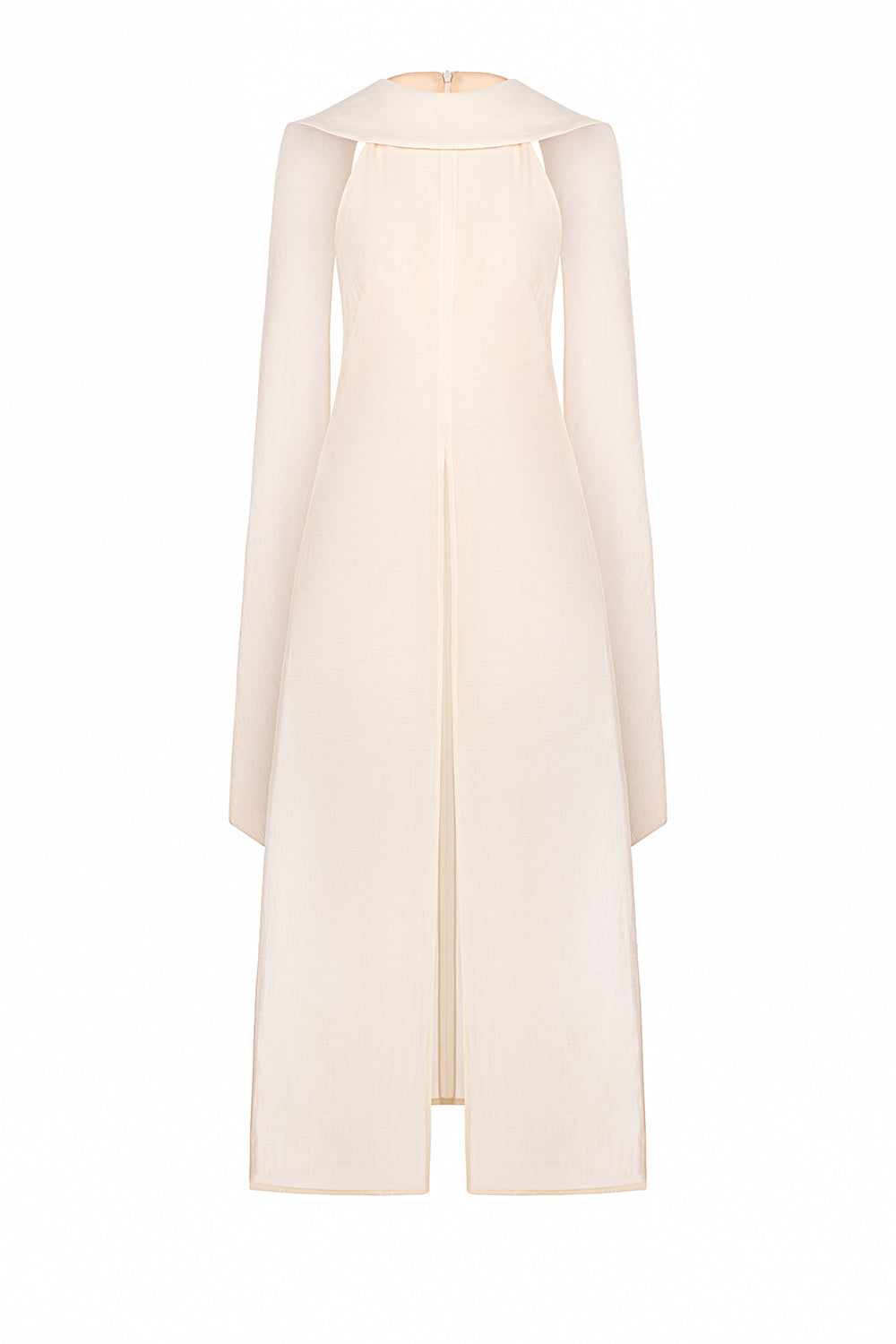 Nhien Slit Sleeveless Foam Organza Calf Length Ao Dai