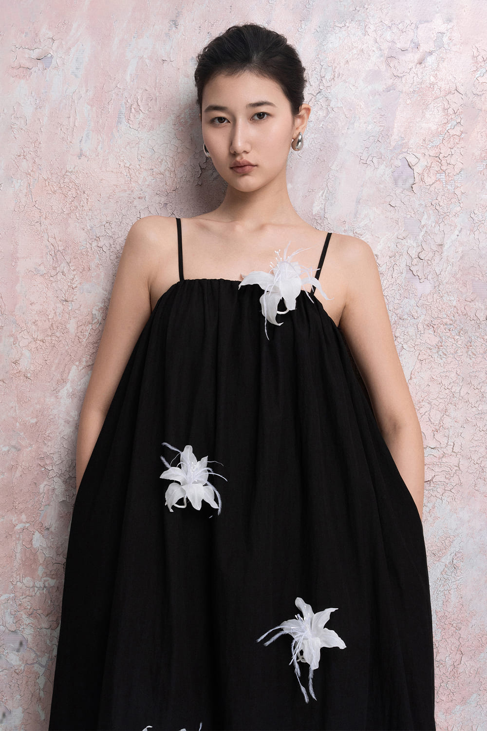 Adona Trapezoid Spaghetti Strap Khaki Cotton Maxi Dress