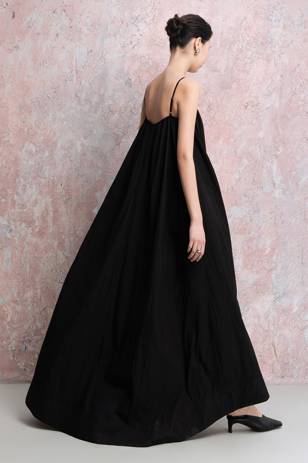 Adona Trapezoid Spaghetti Strap Khaki Cotton Maxi Dress