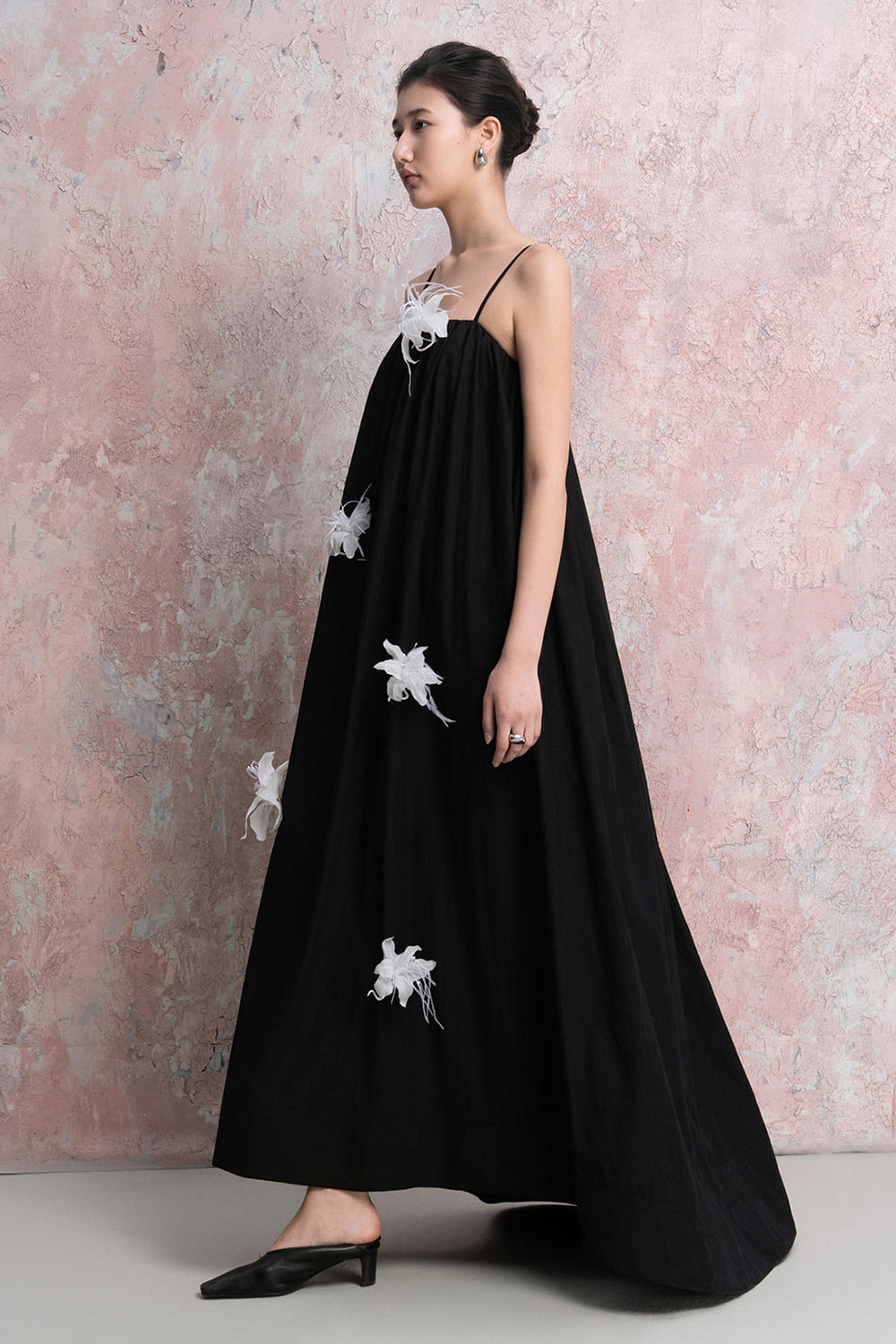 Adona Trapezoid Spaghetti Strap Khaki Cotton Maxi Dress