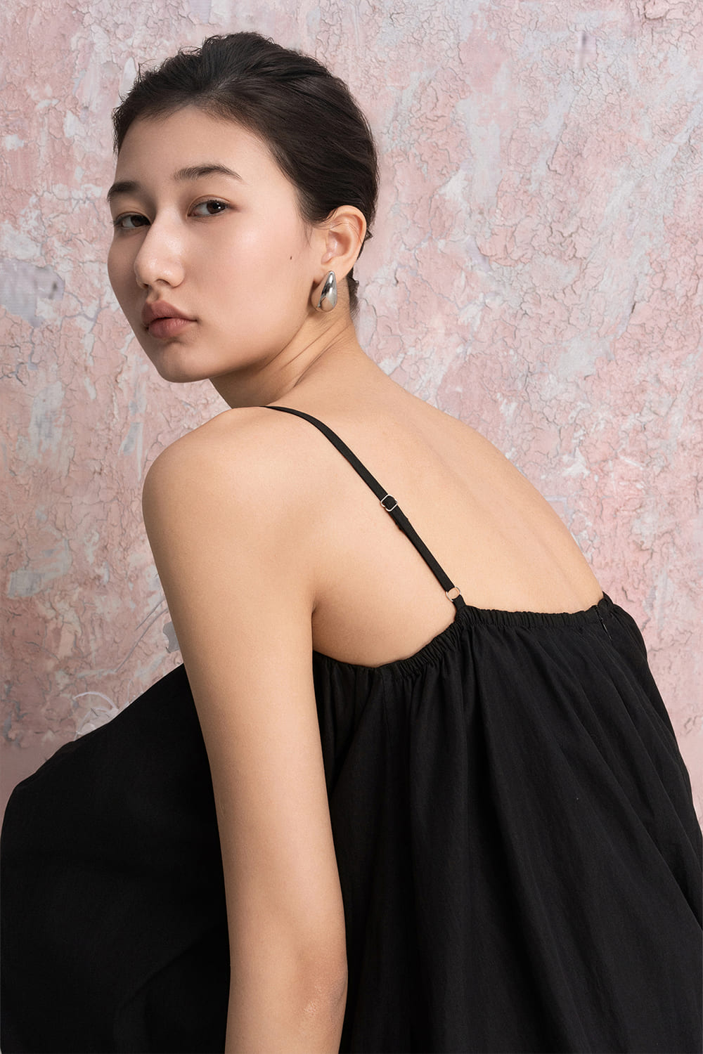 Adona Trapezoid Spaghetti Strap Khaki Cotton Maxi Dress