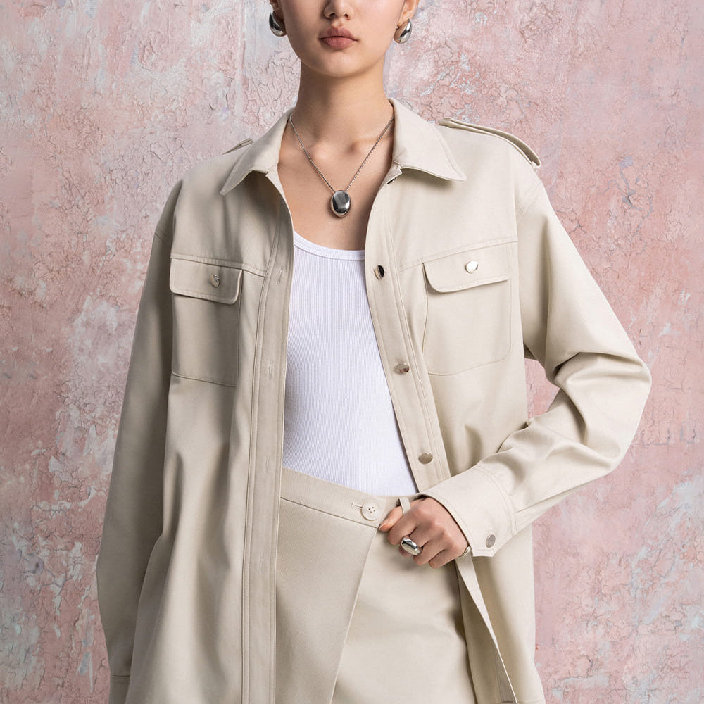 IIlluminate Straight Cuff Sleeved Cotton Twill Jacket