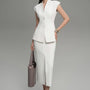 Diane Pencil Front Slit Twill Calf Length Skirt