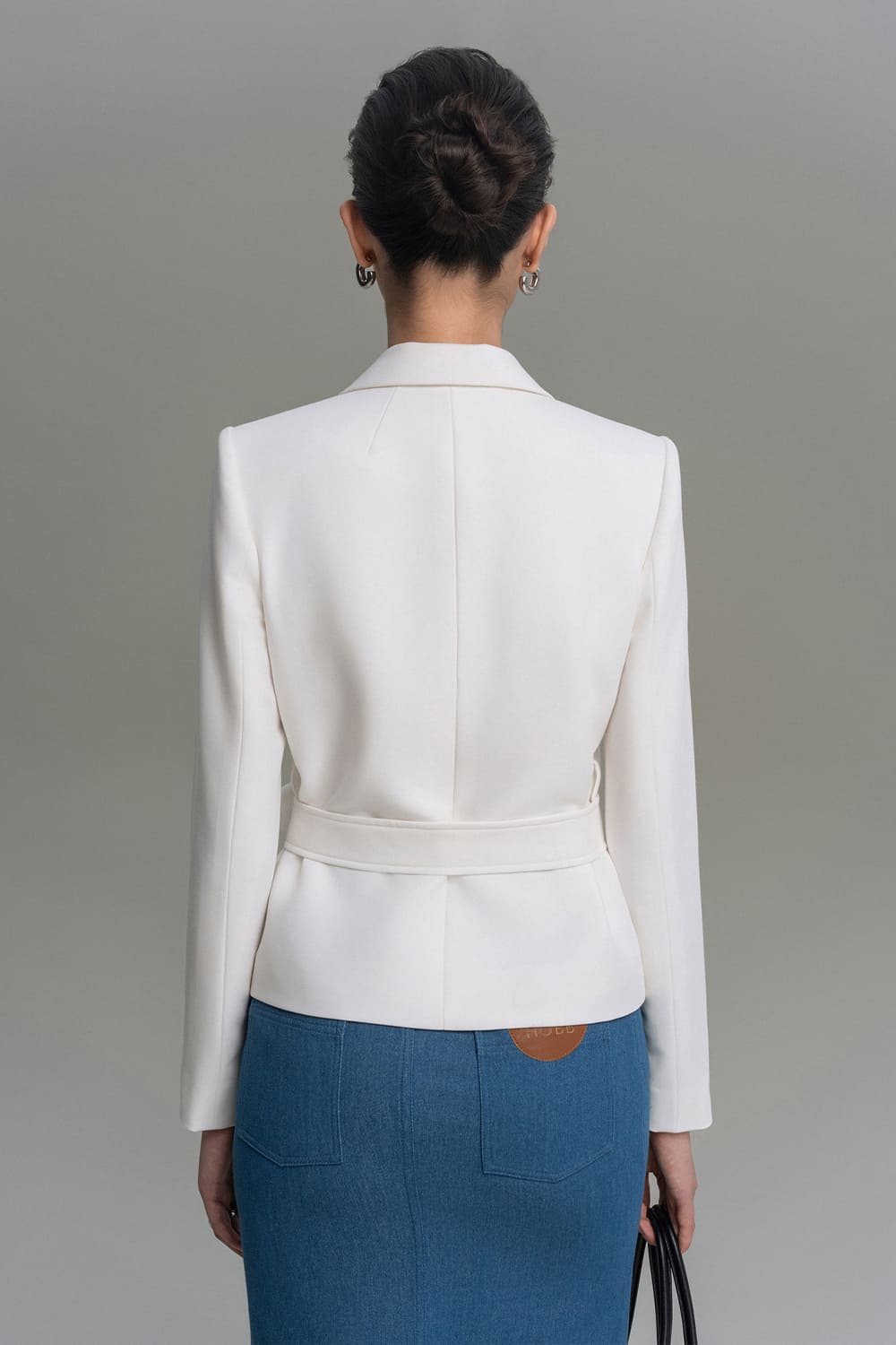 Selita Straight Trapeze Neck Twill Jacket