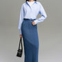 Fortela Pencil Side Pocket Cotton Denim Ankle Length Skirt