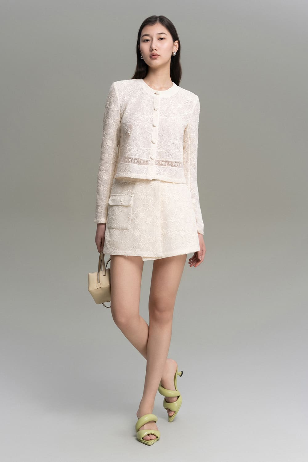 Aya A-line Crossover Cotton Lace Mini Skort