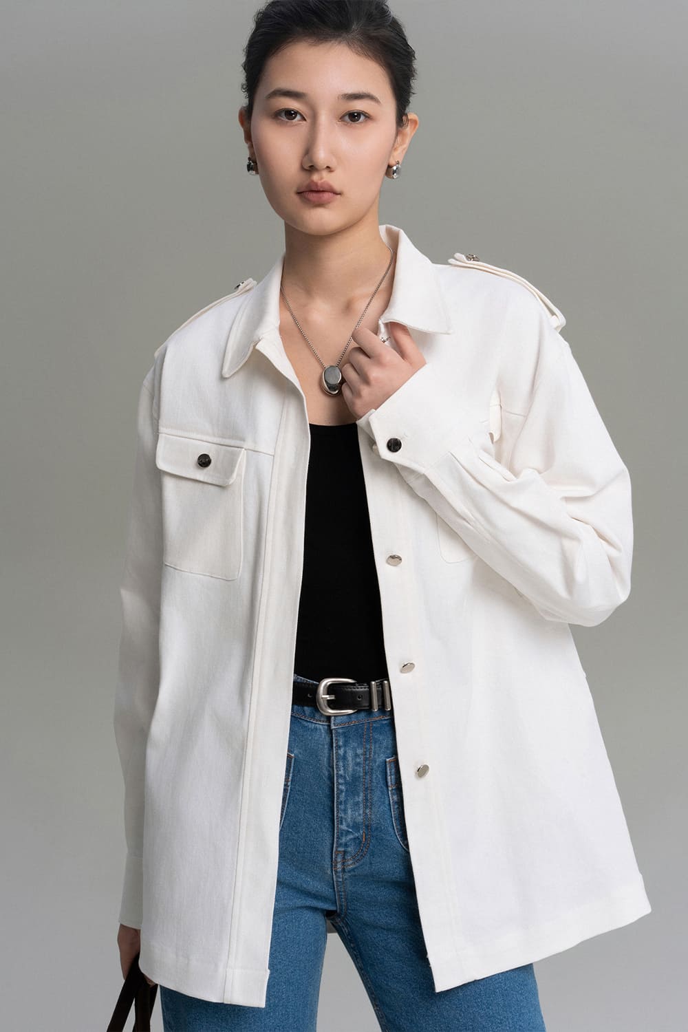 IIlluminate Straight Cuff Sleeved Cotton Twill Jacket