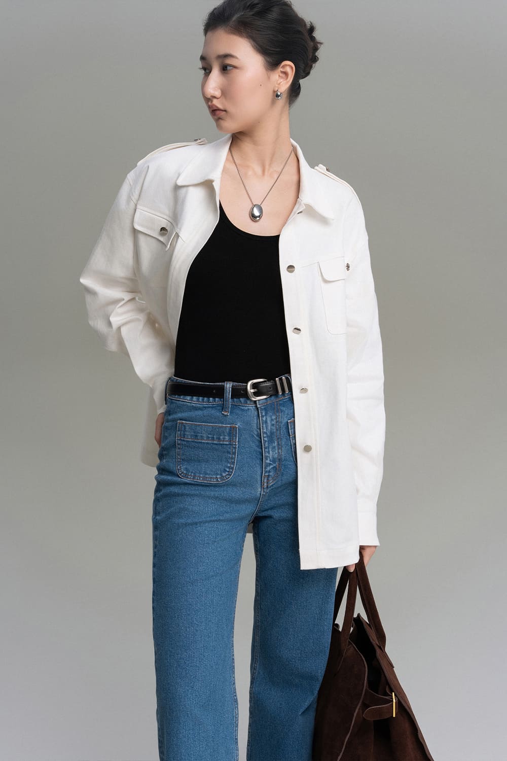 IIlluminate Straight Cuff Sleeved Cotton Twill Jacket