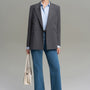 Ima Straight Peak Lapel Twill Silk Blazer