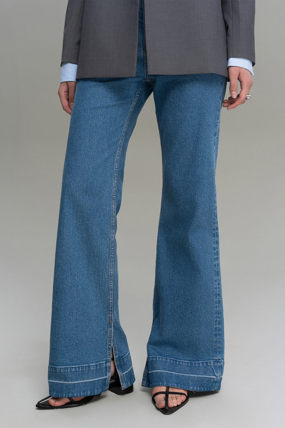 Clara Straight Patch Pocket Cotton Denim Floor Length Pants