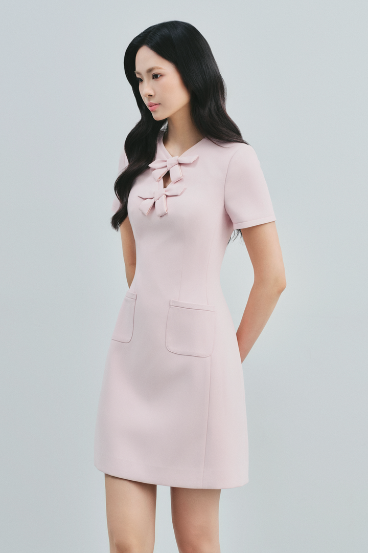 Safiyah Keyhole Ribbon Mini Dress - MEAN BLVD