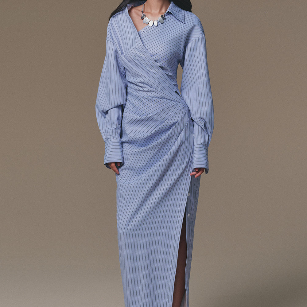 Sailing Asymmetric Neck Maxi Dress - MEAN BLVD