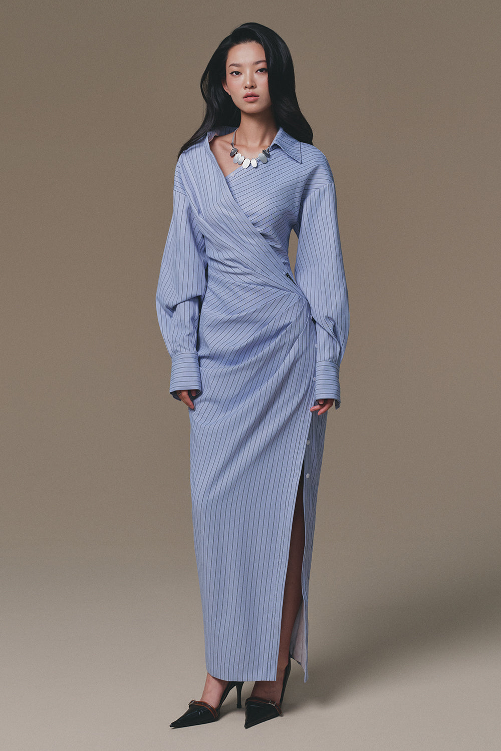Sailing Asymmetric Neck Maxi Dress - MEAN BLVD