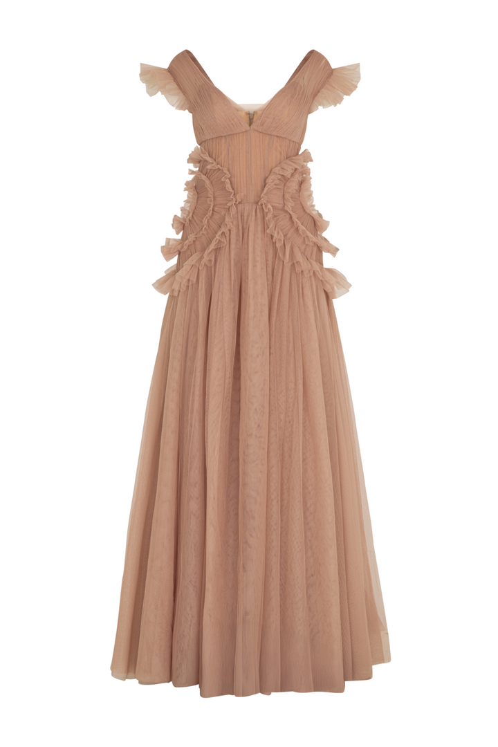 Saphara V-Neck Ruffle Maxi Dress - MEAN BLVD