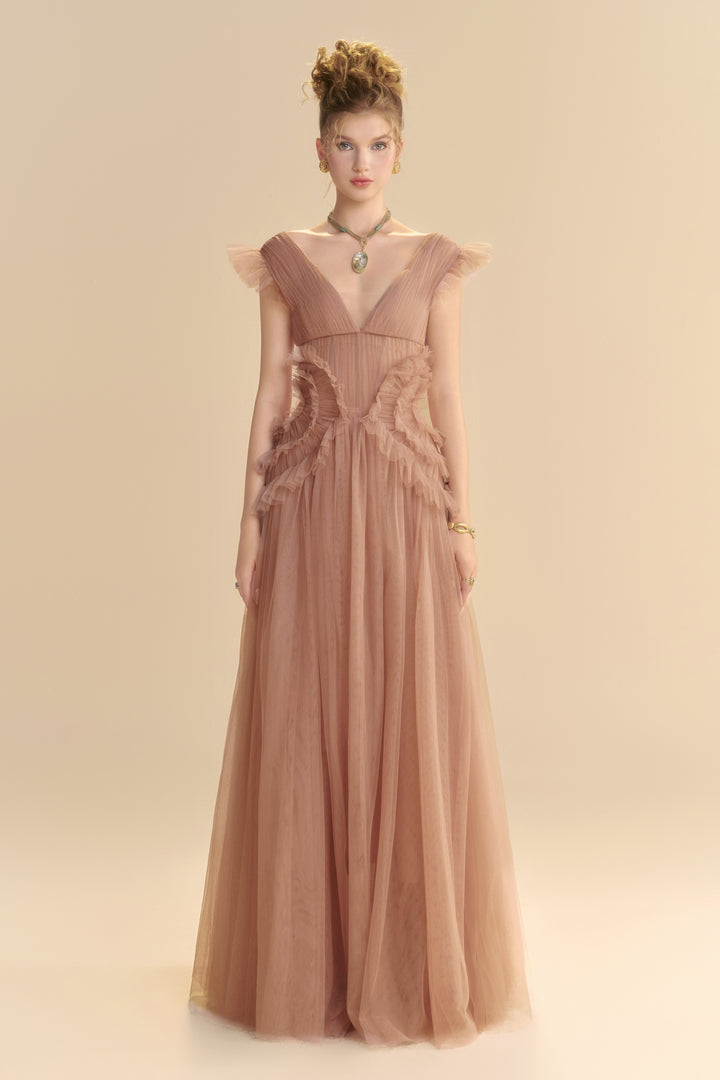 Saphara V-Neck Ruffle Maxi Dress - MEAN BLVD