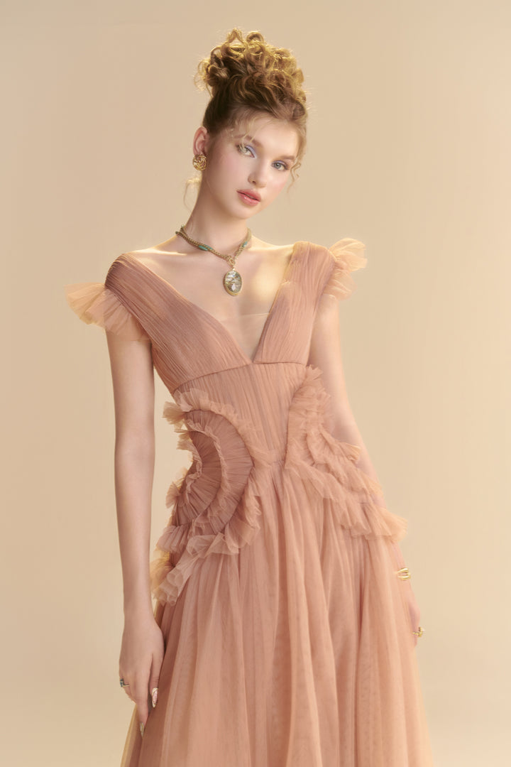 Saphara V-Neck Ruffle Maxi Dress - MEAN BLVD