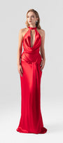Diablo Scarlet Plunging Neckline Silk Gown