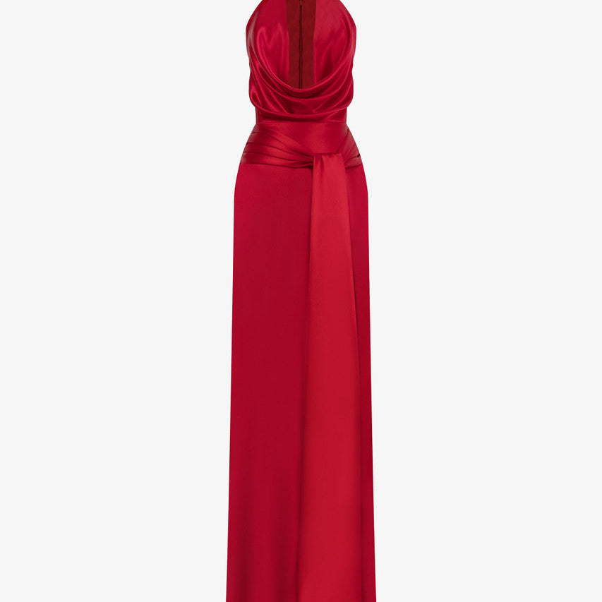 Diablo Scarlet Plunging Neckline Silk Gown 2
