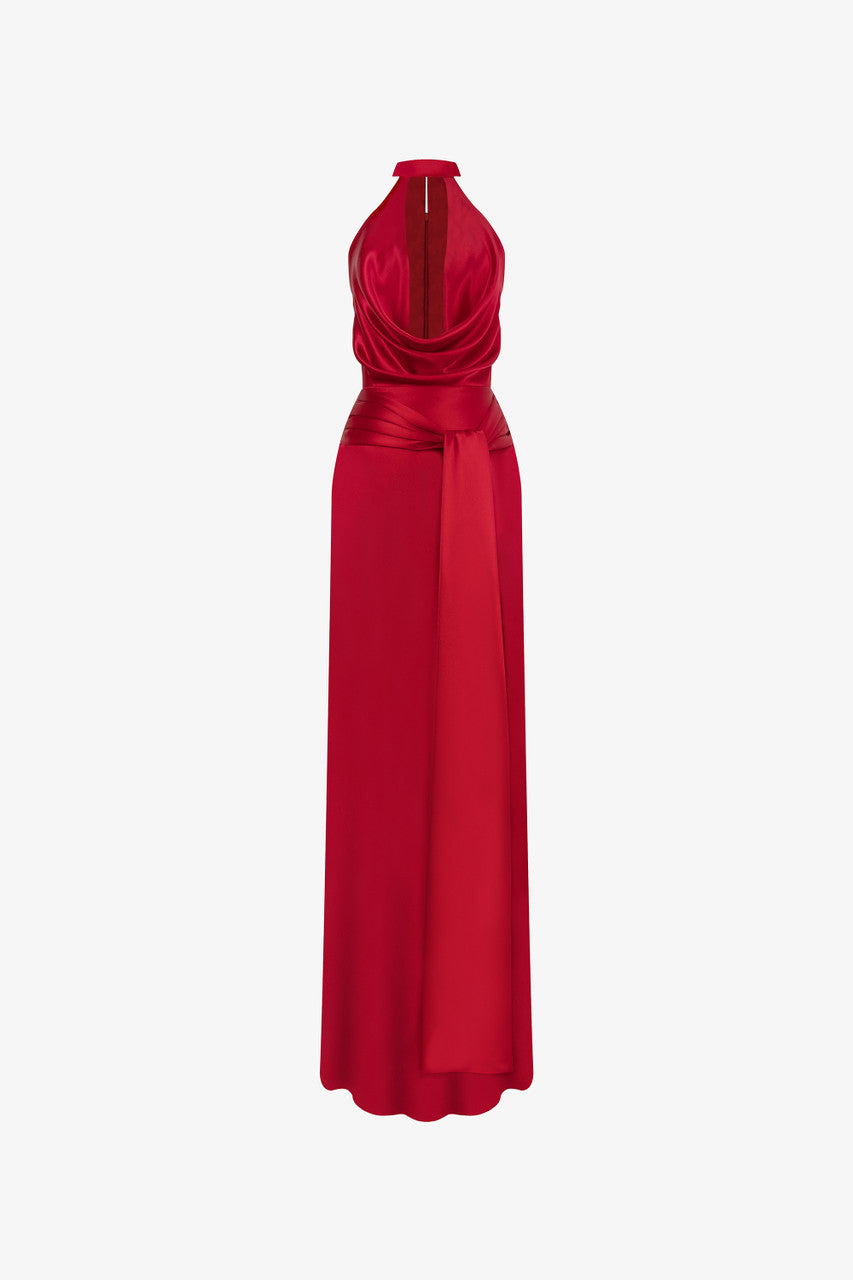 Diablo Scarlet Plunging Neckline Silk Gown 2