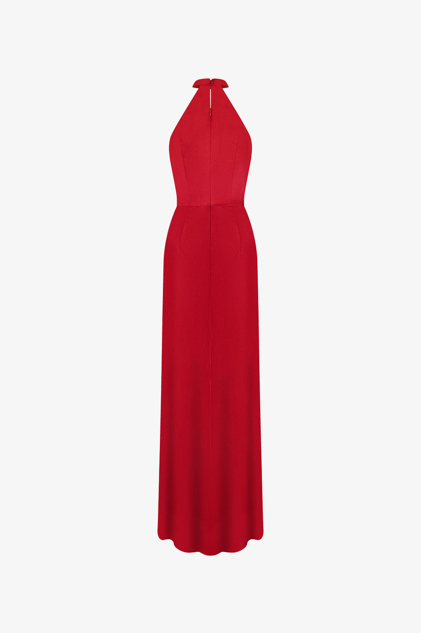 Diablo Scarlet Plunging Neckline Silk Gown 4