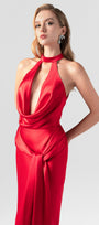 Diablo Scarlet Plunging Neckline Silk Gown 5