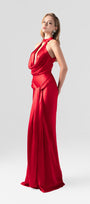 Diablo Scarlet Plunging Neckline Silk Gown 6