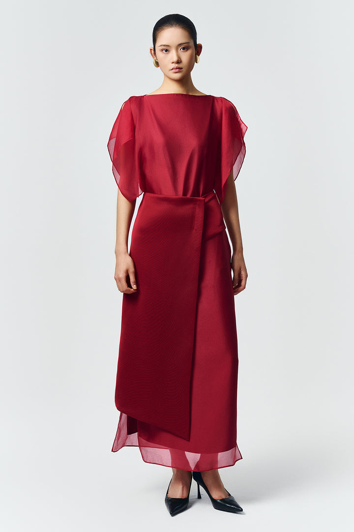 Scarlett Butterfly Sleeve Silk Midi Dress - MEAN BLVD