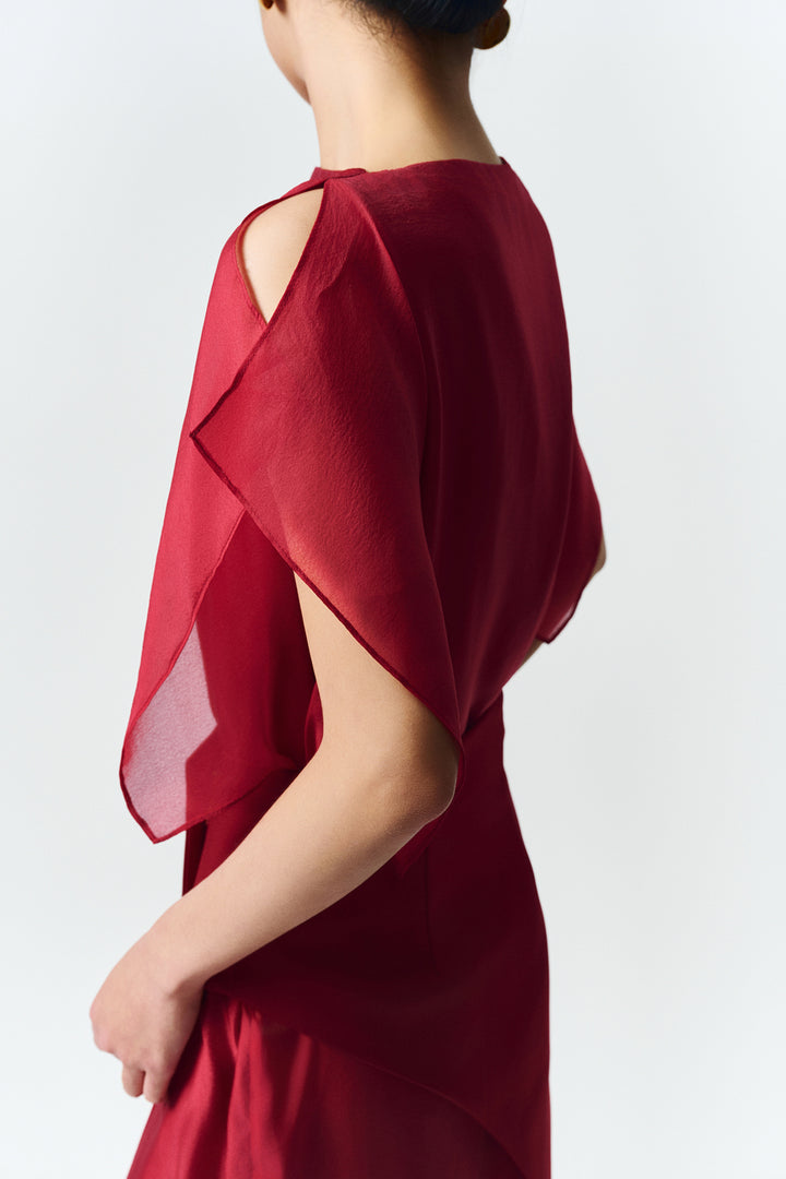 Scarlett Butterfly Sleeve Silk Midi Dress - MEAN BLVD