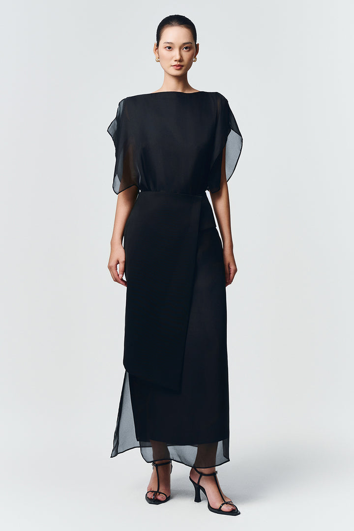 Scarlett Butterfly Sleeve Silk Midi Dress - MEAN BLVD