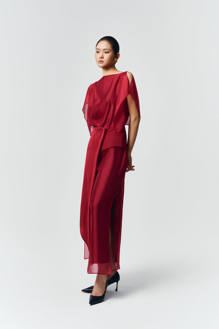 Scarlett Butterfly Sleeve Silk Midi Dress - MEAN BLVD