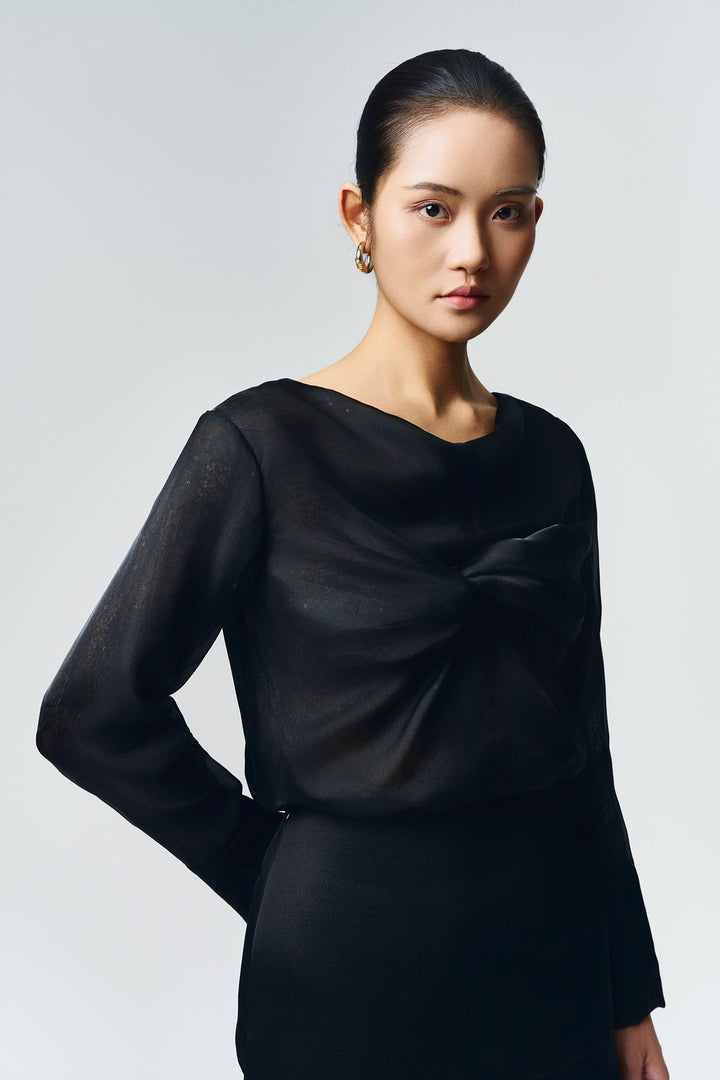 Selene Boat Neck Draped Top - MEAN BLVD