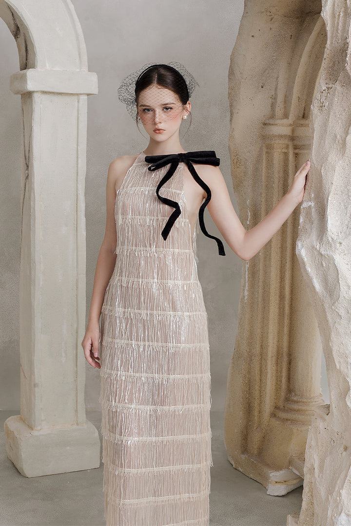 Selina Halter Fringe Maxi Dress - MEAN BLVD