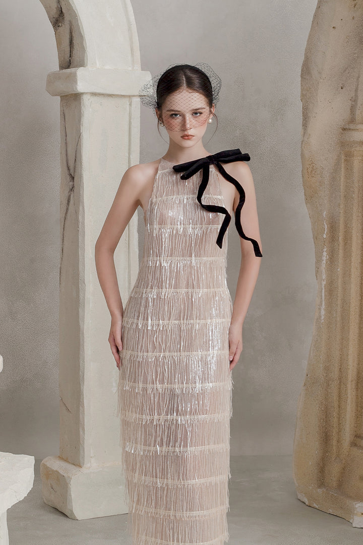 Selina Halter Fringe Maxi Dress - MEAN BLVD