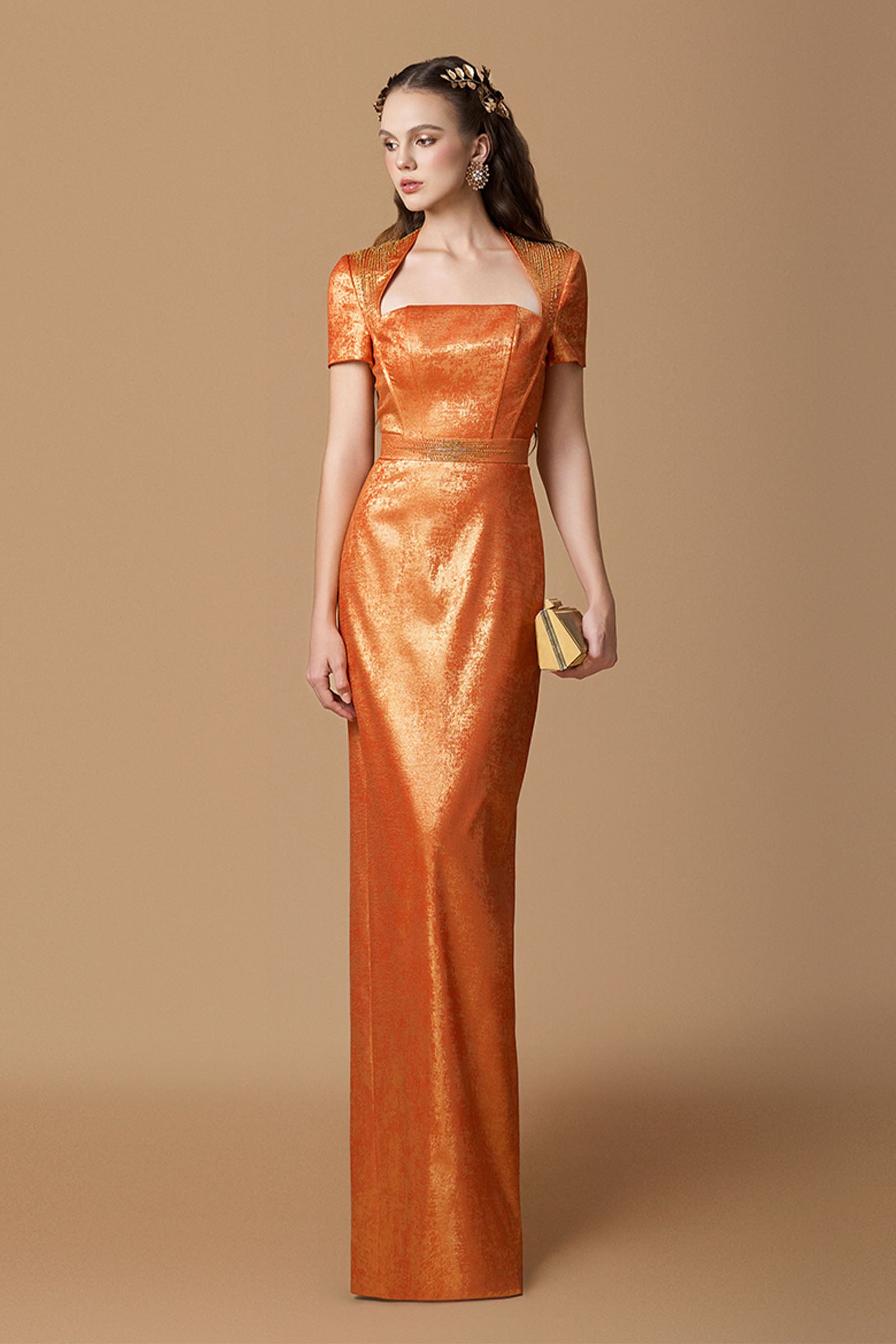 Women's Selis Trapeze Neck Maxi Dress Amber Gold/Silver Sage XS/S/M/L/XL/XXL/Customize MEAN BLVD Women's Selis Trapeze Neck Maxi Dress Amber Gold/Silver Sage XS/S/M/L/XL/XXL/Customize MEAN BLVD