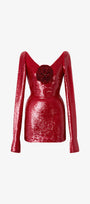 Enchantress Sequin Long Sleeve Floral Appliqué Mini Dress