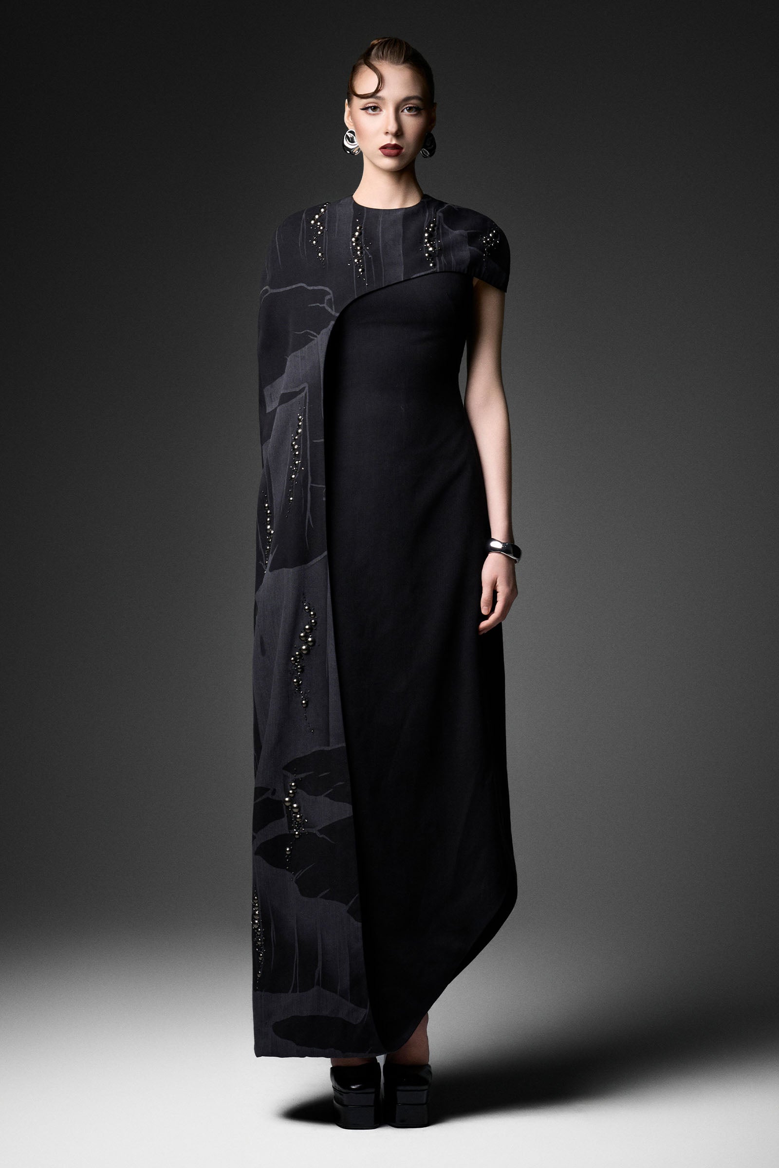 Serein Asymmetric Sleeve Maxi Dress - MEAN BLVD