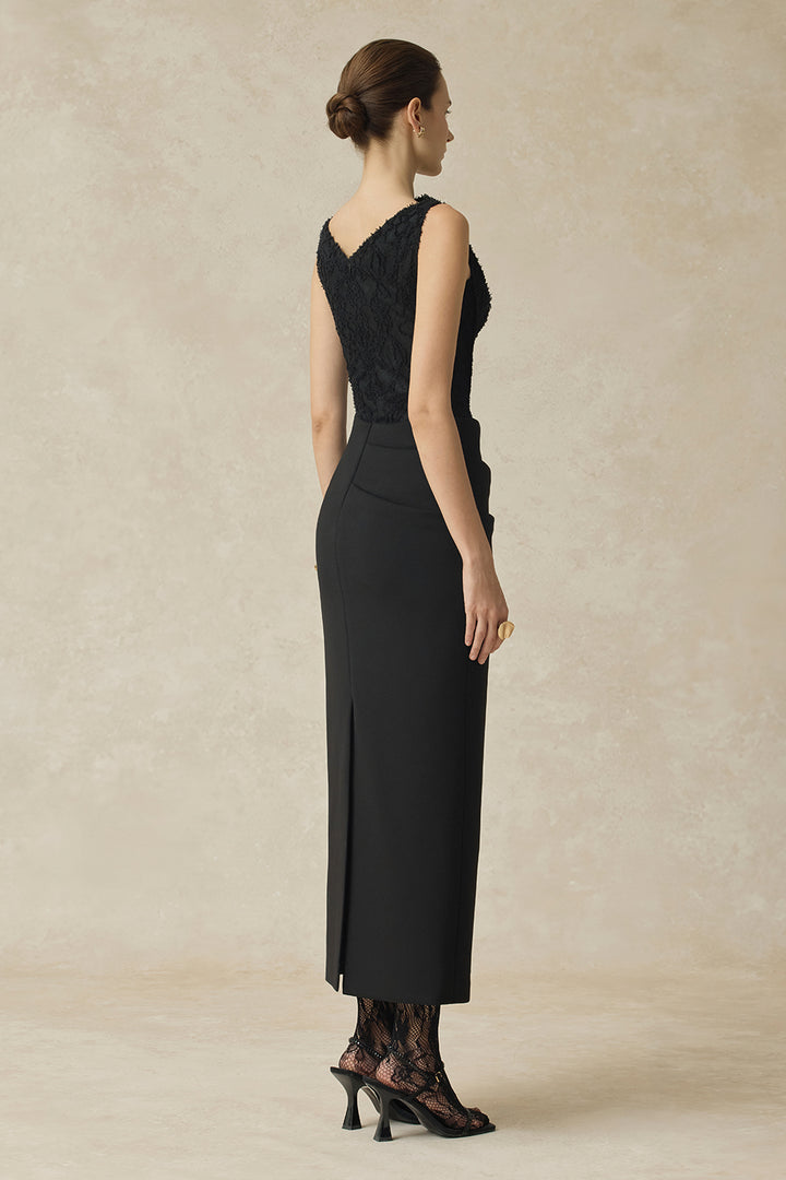 Serephira Pencil Draped Midi Dress - MEAN BLVD