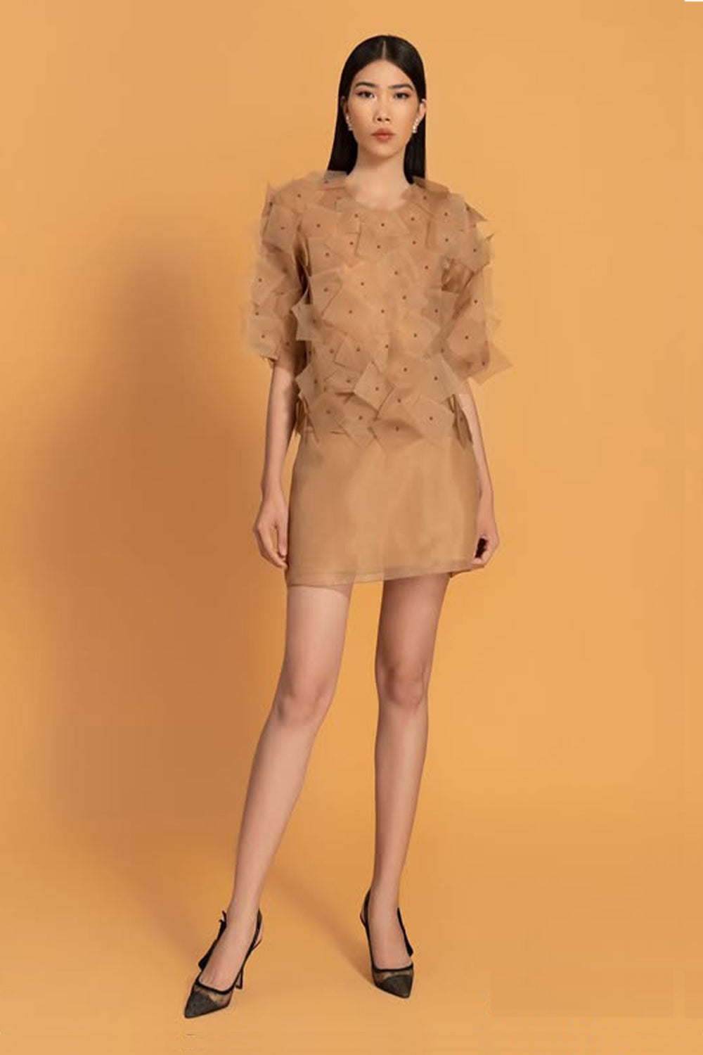 Rodney A-line Round Neck Organza Mini Set