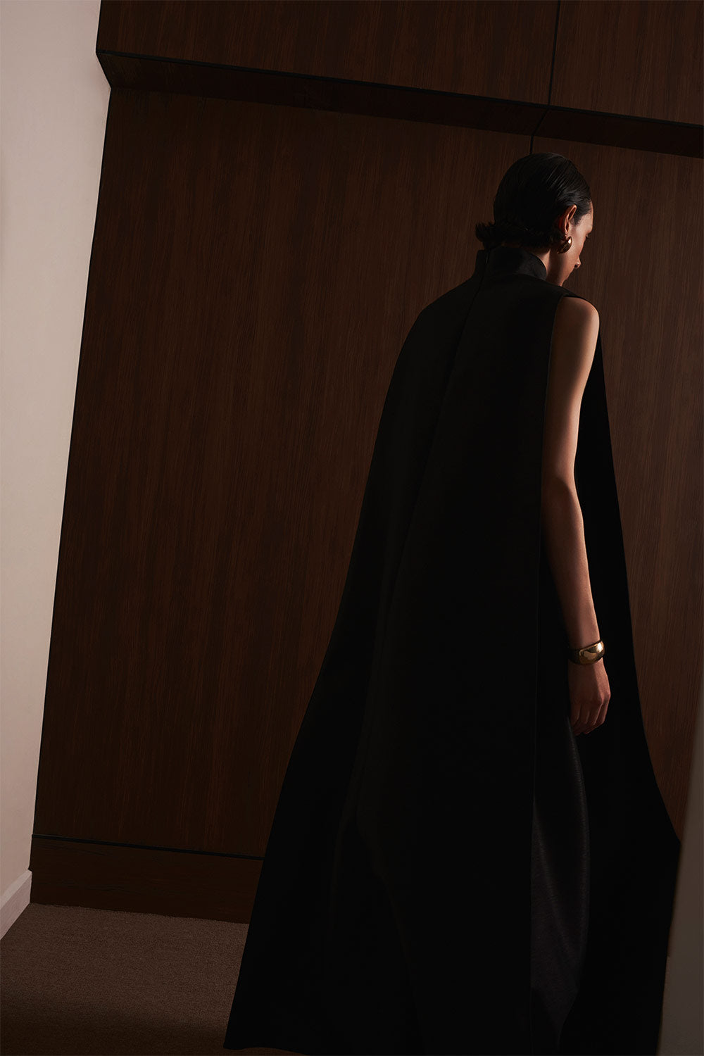 Nhat Gia Tent High Neck Taffeta Maxi Dress