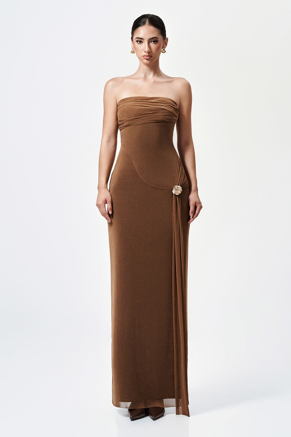 Dunessia Sheath Extended Flap Elastic Cotton Maxi Dress